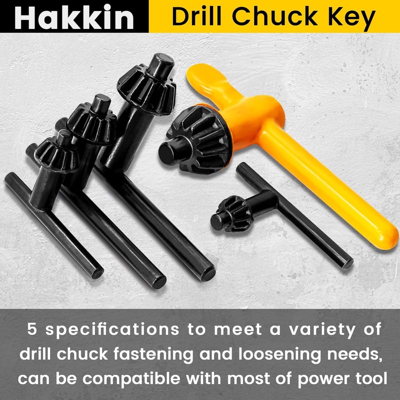 Hakkin 5 Sizes Replacement Drill Chuck Wrench Kit, 6mm, 10mm, 13mm, 16mm, 20mm Chuck Press Key Heavy Duty Carbon Steel Key Universal T Shaped Wrench - Image 4